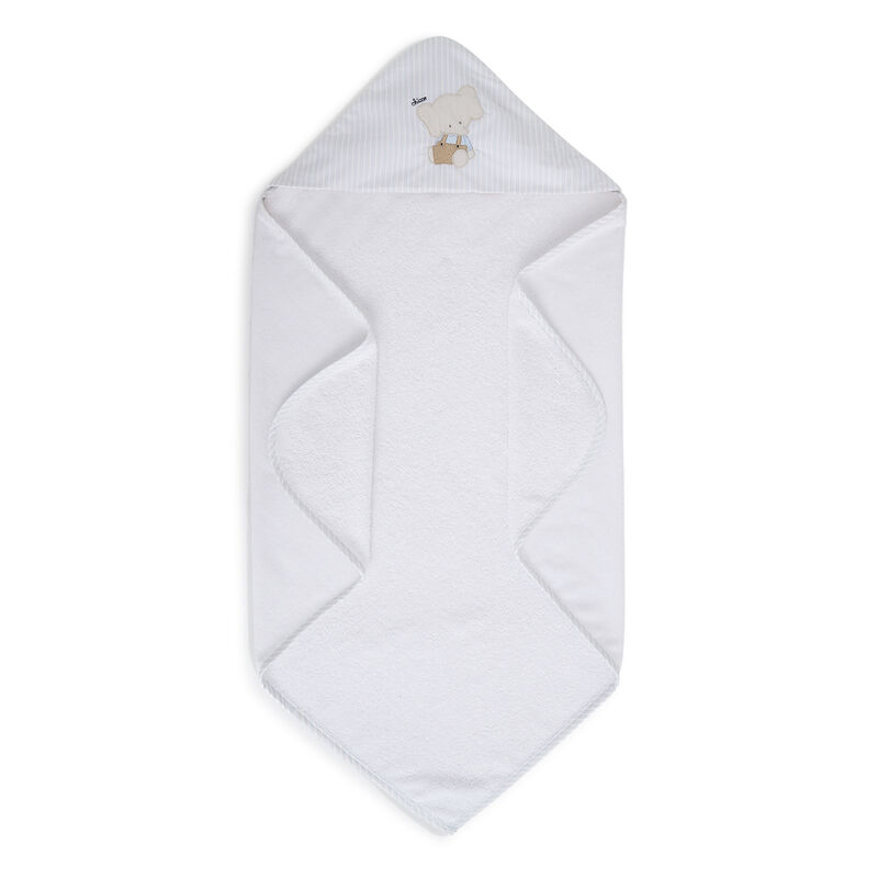Boys White and Light Blue Woven Bathwrap image number 0